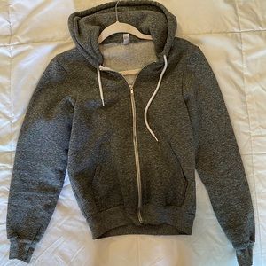 AMERICAN APPAREL GREY SIP UP HODDIE XS